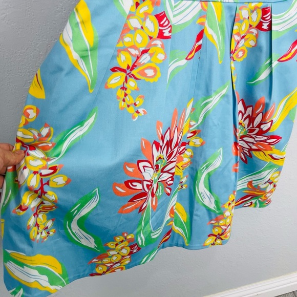 Draper James Sky Blue Georgia Ribbon Floral V Neck Dress Floral 2 - Picture 7 of 11